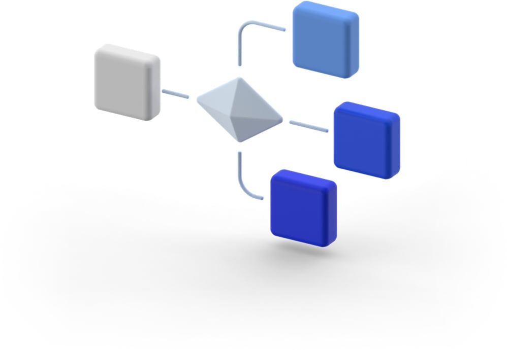 four cubes connected to a diamond + Laboratory equipment